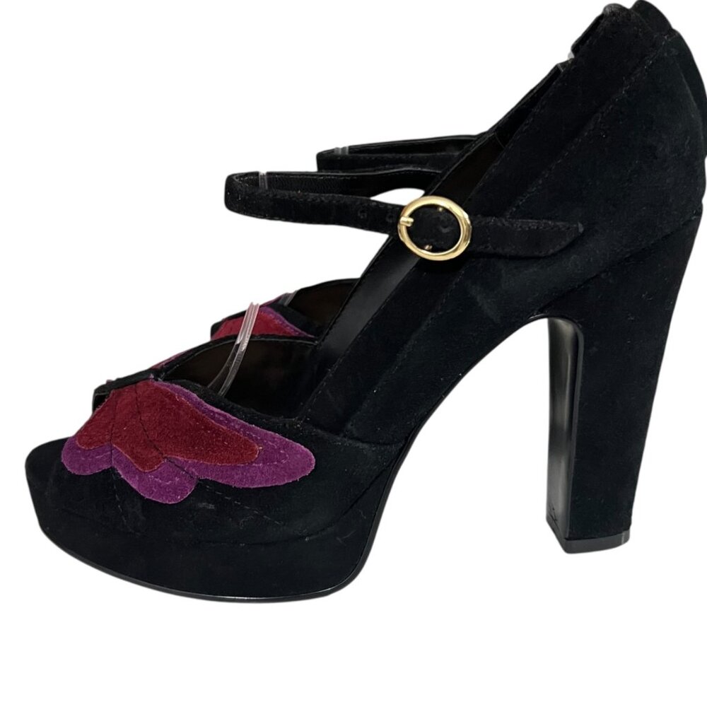 90s Skechers Soho Lab Black Suede Whimsigoth Platform‎ Butterfly Sandals Size 8 - Picture 6 of 8